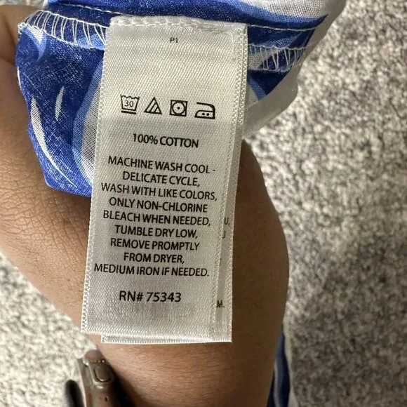 Haute Hippie Style Dress Womens Large Blue Floral Cotton Maxi Sundress Boho - Picture 6 of 6